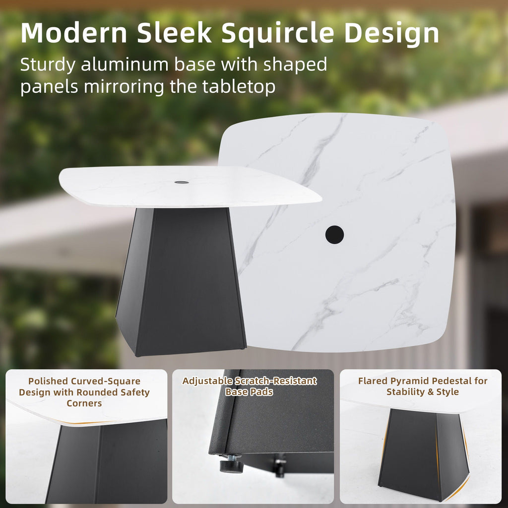 Rounded Square Outdoor Pedestal Dining Table