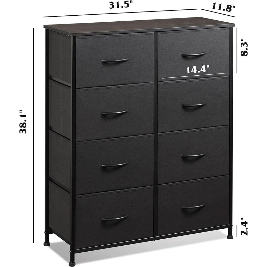 Fabric Storage Tower With 8 Drawers Charcoal Black