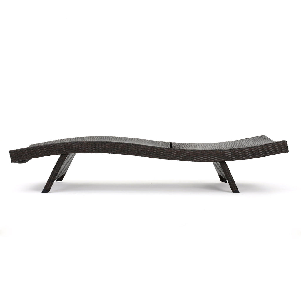 Mysticism Outdoor Chaise Lounge With Adjustable Backrest And Foldable Legs - Brown Multi