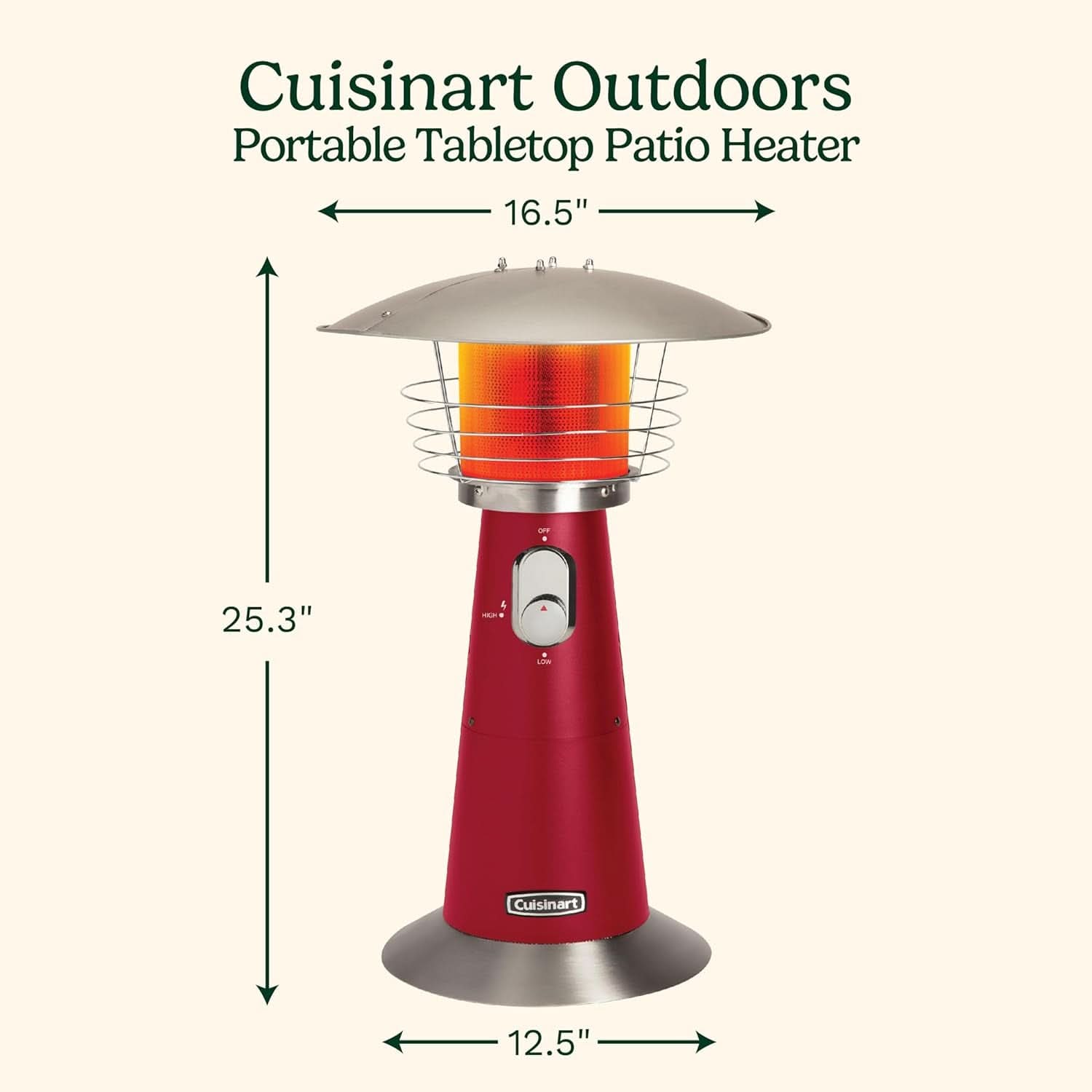Portable Tabletop Patio Heater 11000 BTU Red Outdoor