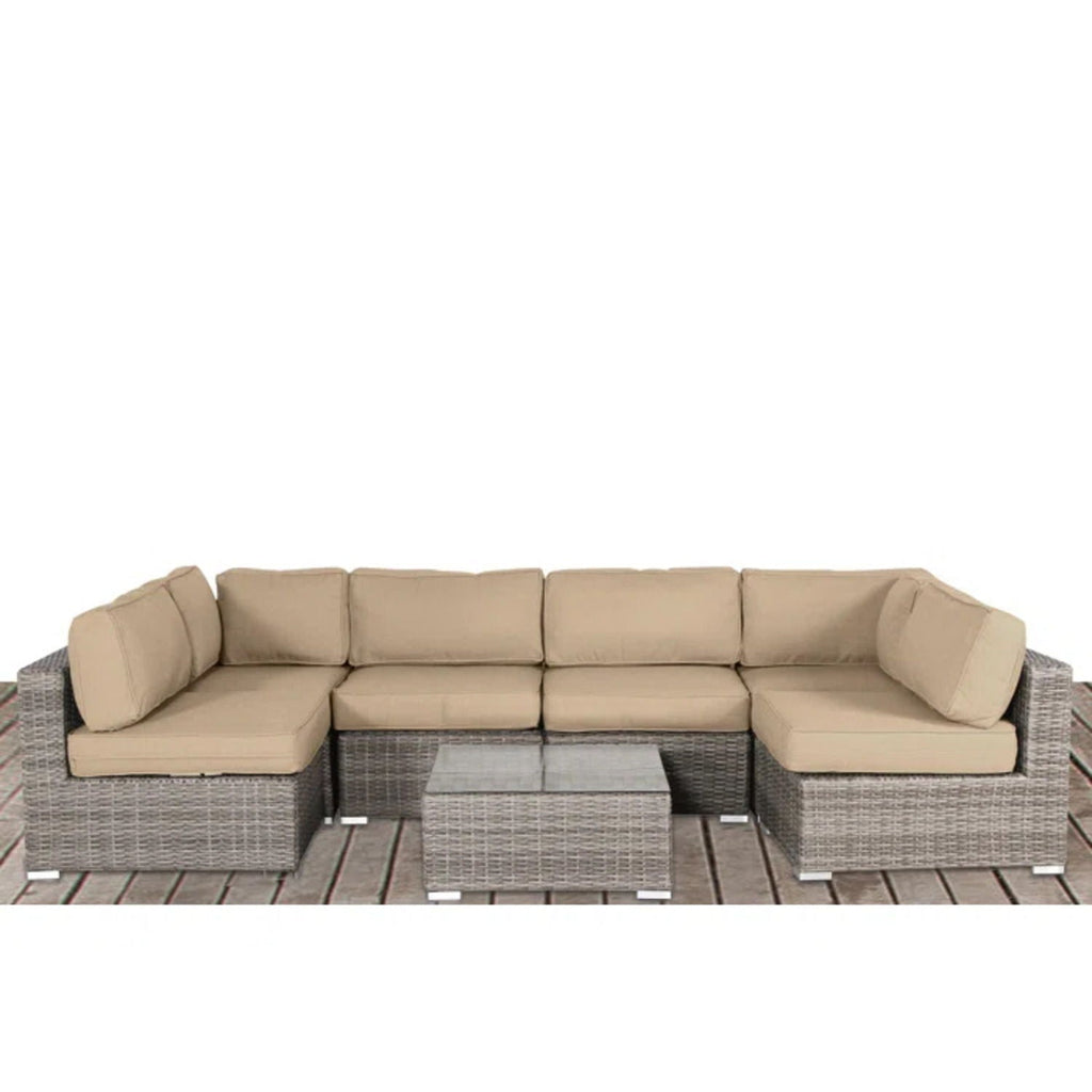 Seating Set With Cushions Handcrafted Wicker Design
