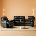 Manual Recliner Sofa Set Black With Cup Holder Storage Console