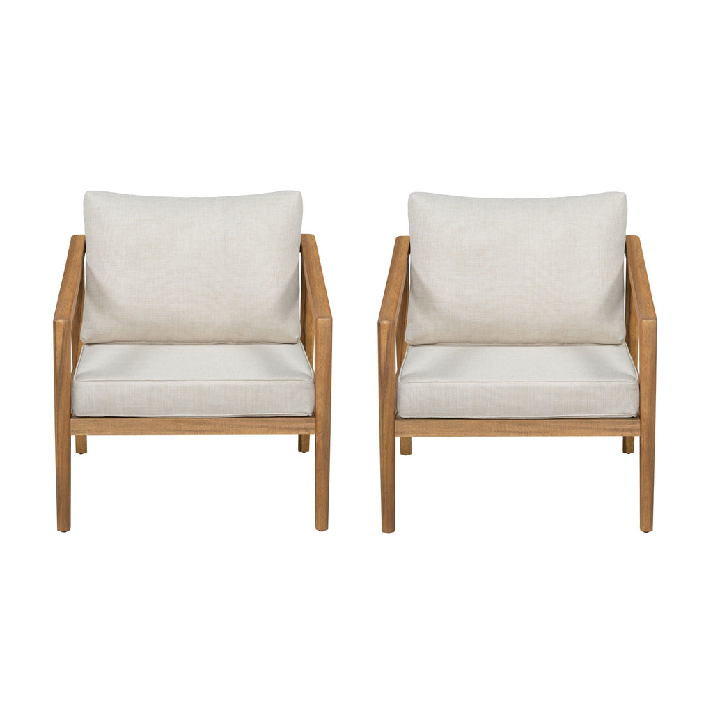 Westin - Outdoor Acacia Wood Club Chair (Set of 2) - Teak / Beige