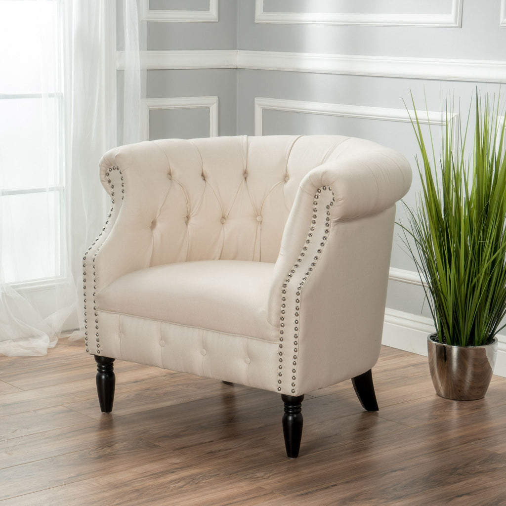 Celestialis - Upholstered Club Chair With Tub Design And Rolled Recessed Armrests