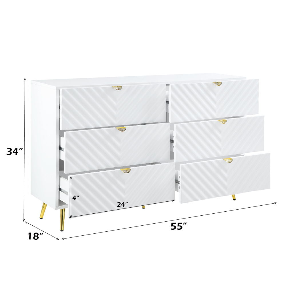 Gaines - 55" Dresser - White High Gloss