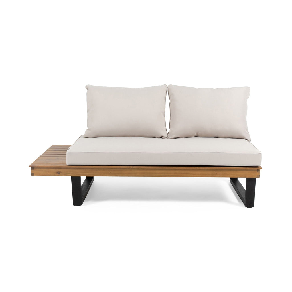 Sebastian - Hand Crafted 4 Piece Sofa Set With Water Resistant Cushions - Beige / Teak