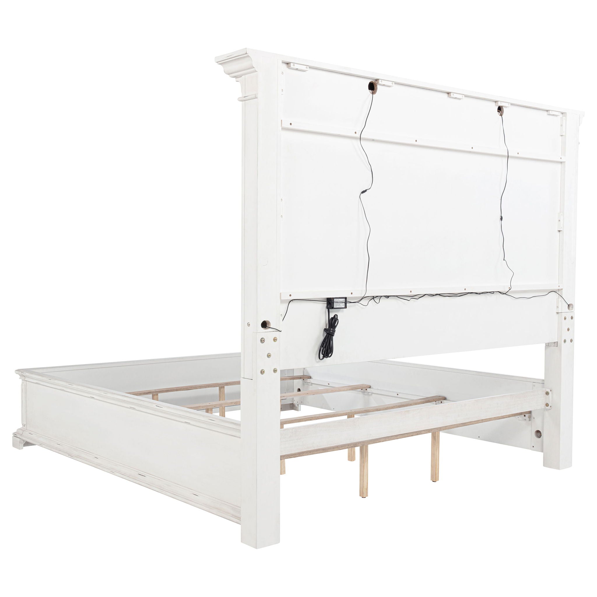McKinney California King LED Light Panel Bed Vintage White