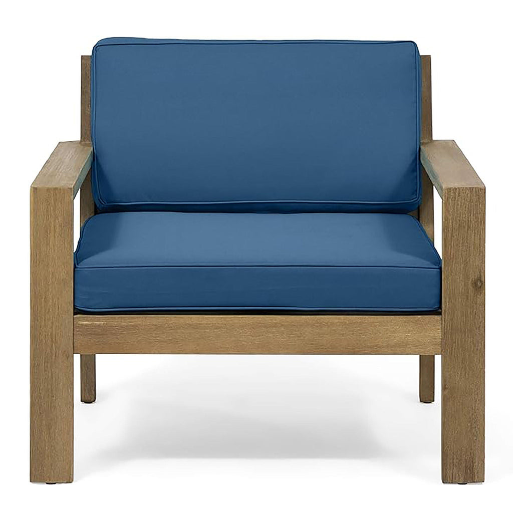Antoine - Outdoor Acacia Wood Club Chairs With Cushions, (Set of 2)