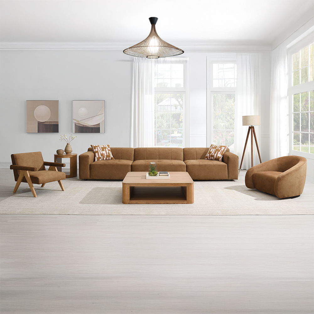 Zoey - Modular - LF Arm Chair With Pillow - Chocolate Suede