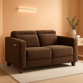 62.2 Inch Wall Hugger Power Loveseat Recliner with Adjustable Headrest and USB Ports in Coffee Fabric