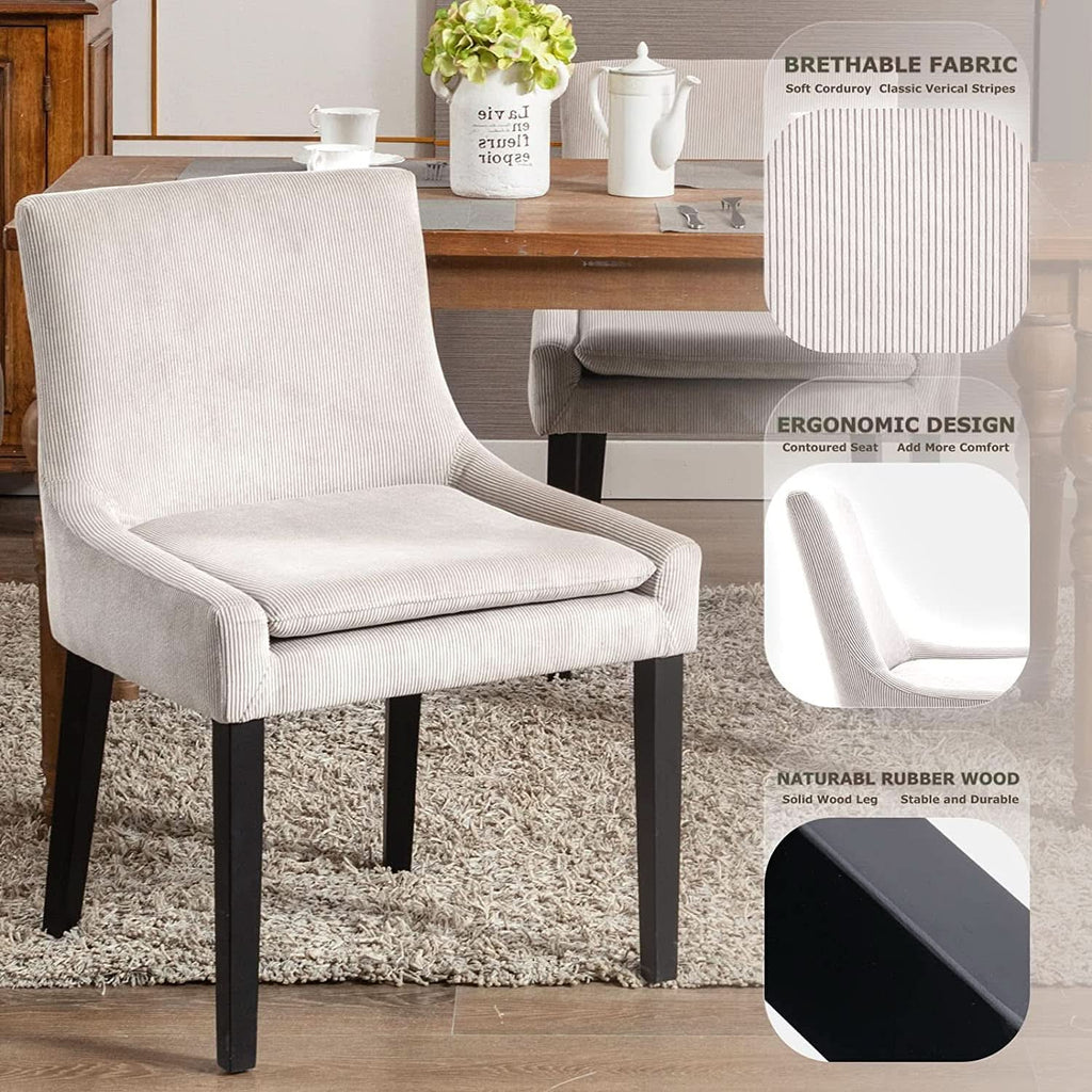 Corduroy Upholstered Dining Chairs With Wood Legs Set Of 6