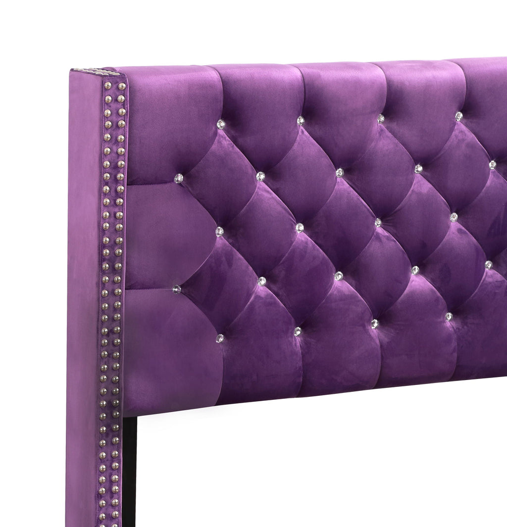 Upholstered Nailhead Trim Chic Bed