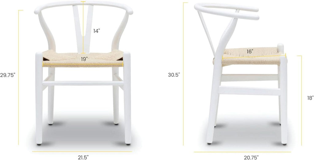 Mid Century White Weave Dining Chair For Dining Room