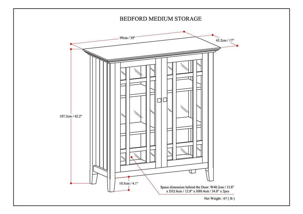 Bedford - Medium Storage Cabinet - Hickory Brown