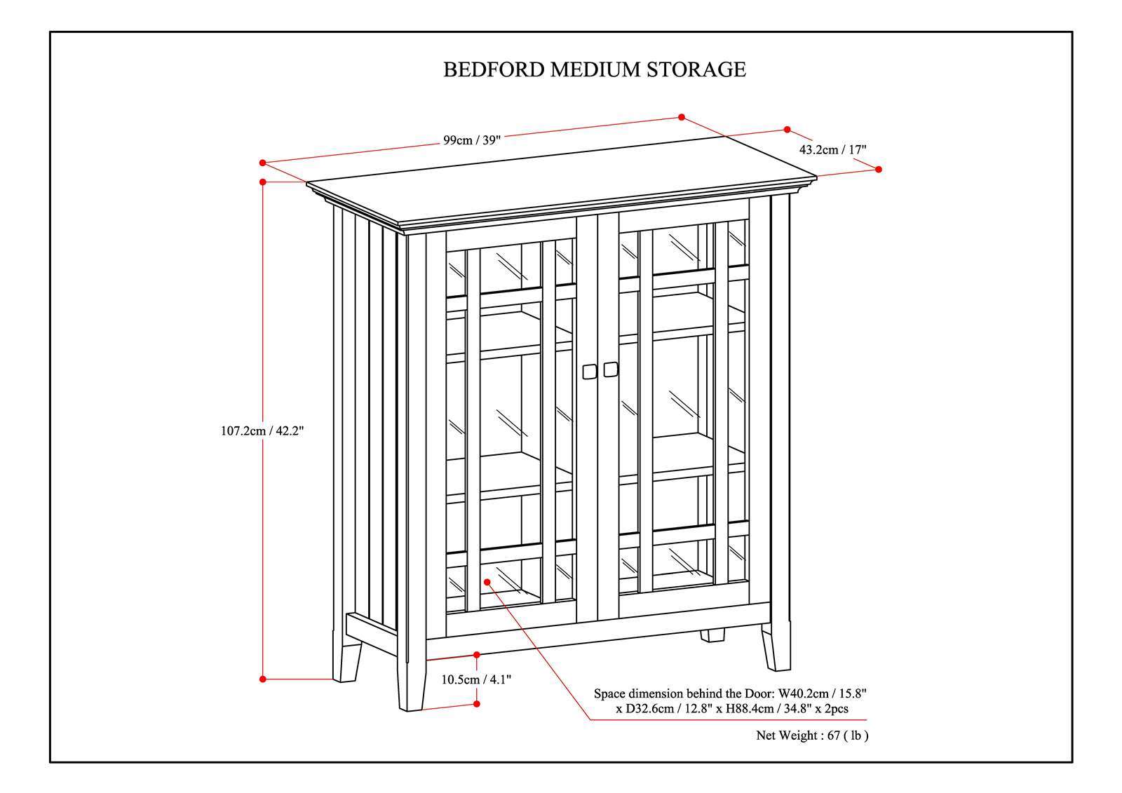 Bedford - Medium Storage Cabinet - Hickory Brown