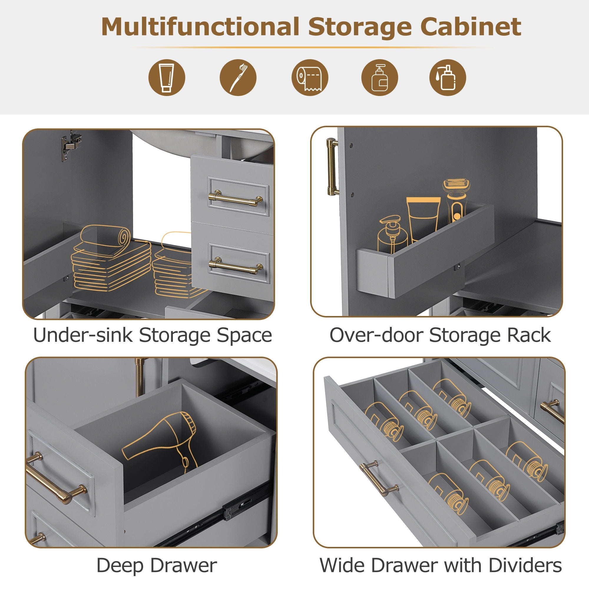 Traditional Bathroom Vanity Set With Soft Close Doors
