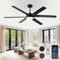60 Inch Black Ceiling Fan With Lights Remote DC Motor
