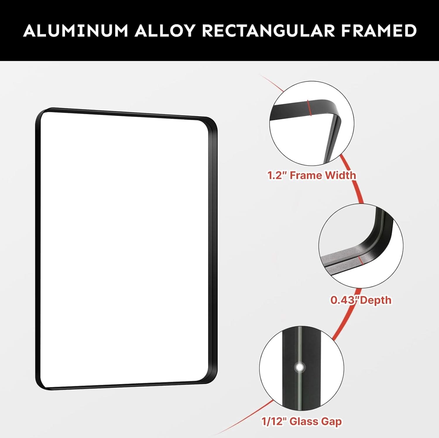 Bathroom Vanity Mirror 30x22 Aluminum Frame Durable