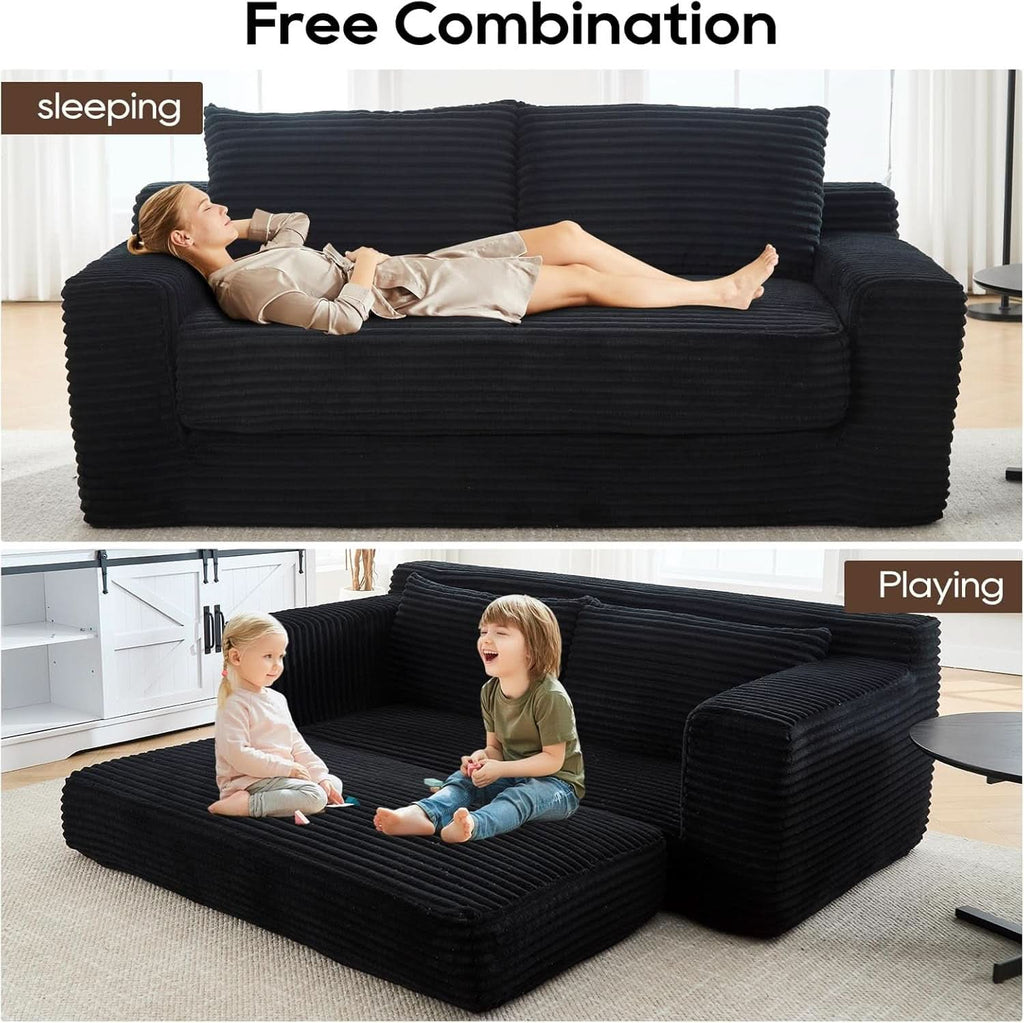 Convertible Corduroy Love Seat Sofa for Small Spaces