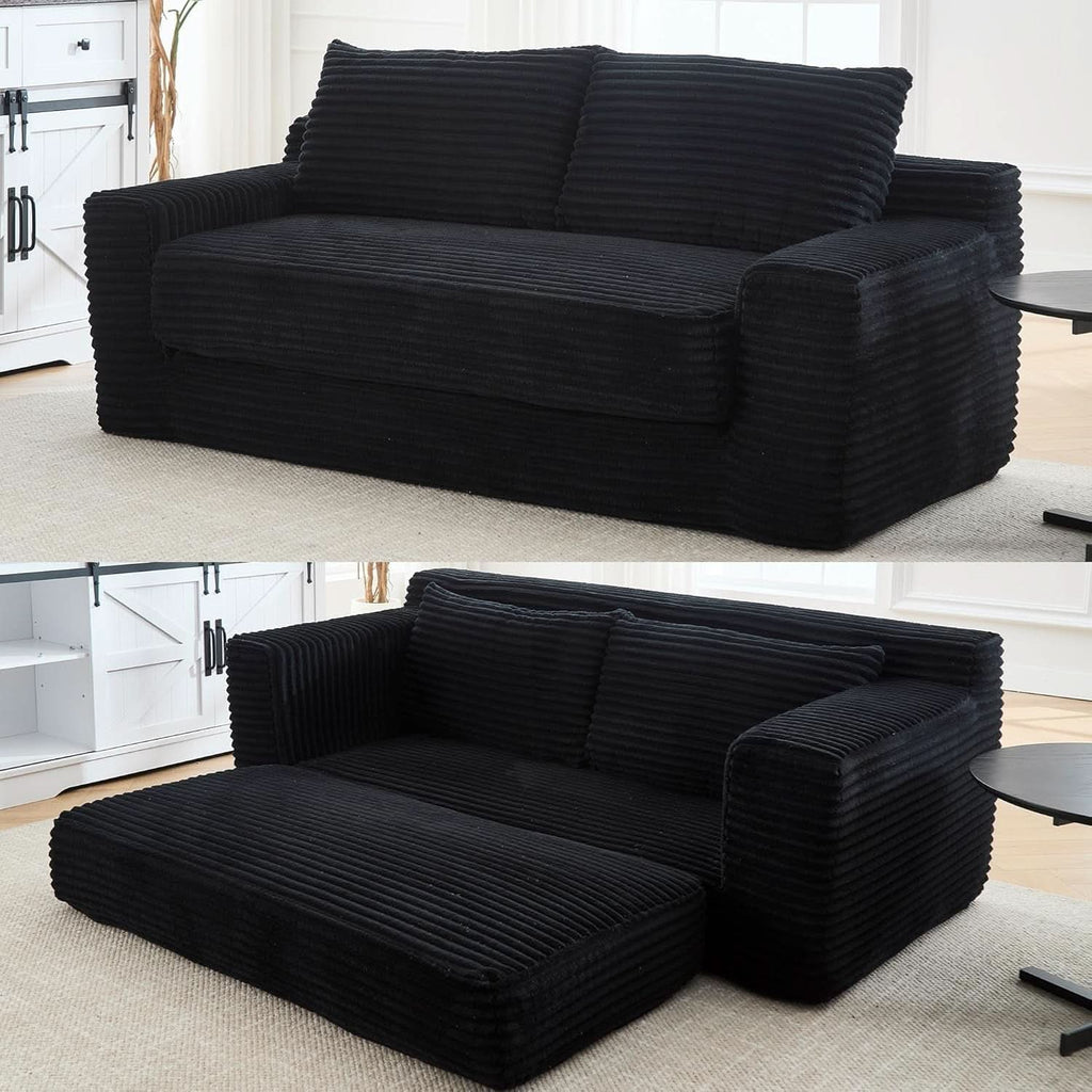 Convertible Corduroy Love Seat Sofa for Small Spaces