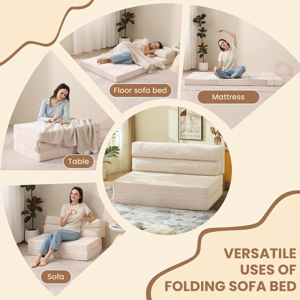Convertible Folding Sofa Bed with Pillow and Mattress