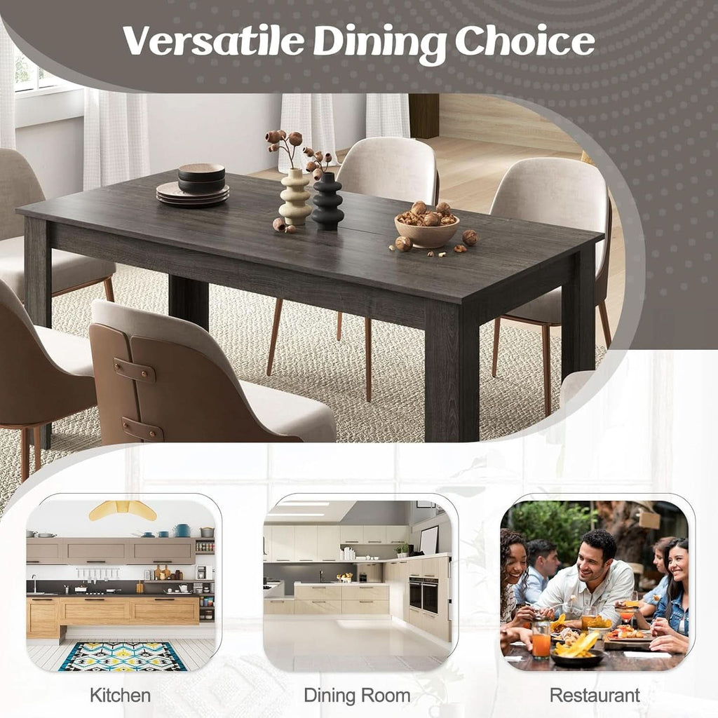 Grey 63 Inch Dining Table Farmhouse Kitchen Center Table