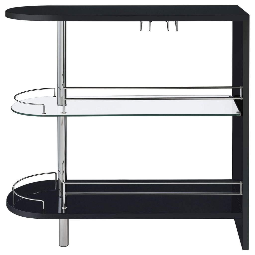 Karinna - 2 Tier Home Bar Table With Shelf - Silver