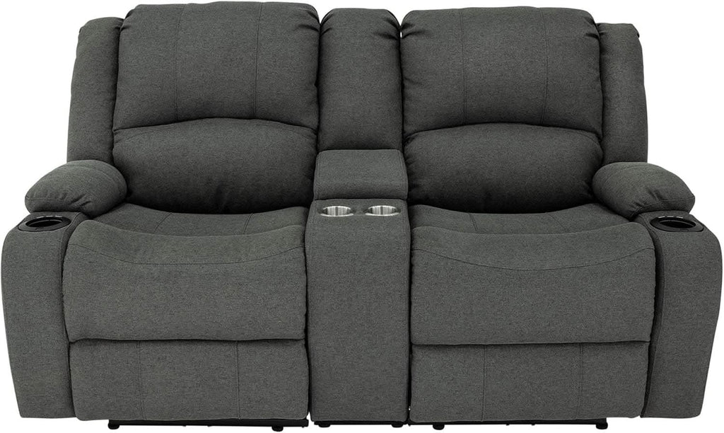 Powered Double Wall Hugger Recliner Sofa 67in Fossil Cloth
