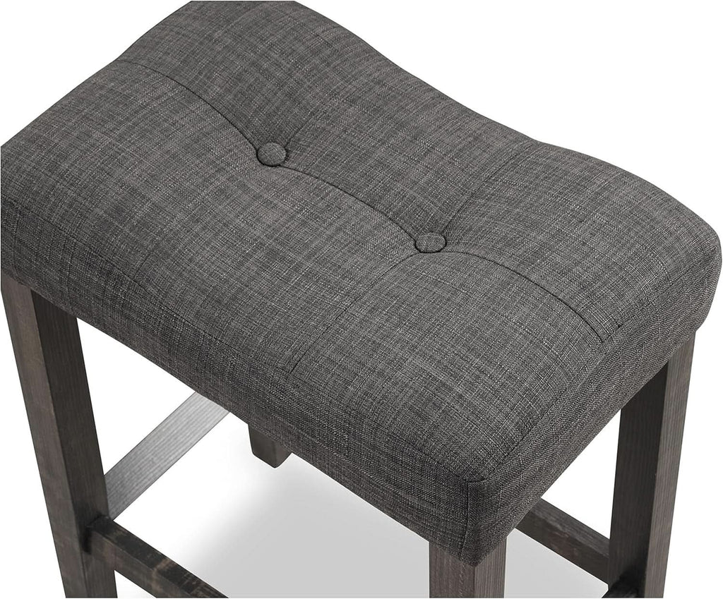 Sora Button Tufted Counter Height Saddle Stools Set of 2 Gray