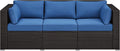 Outdoor Three-Seat Wicker Sofa with Deep Cushions and Pillows