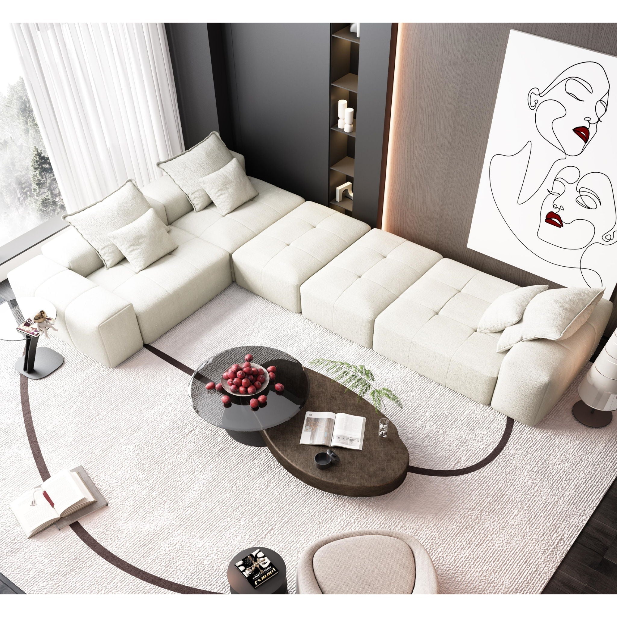 Modern Oversized Diy Combination Modular Sectional Sofa With Pillows