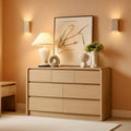 Contemporary Oak Seven Drawer Dresser With Textured Surface
