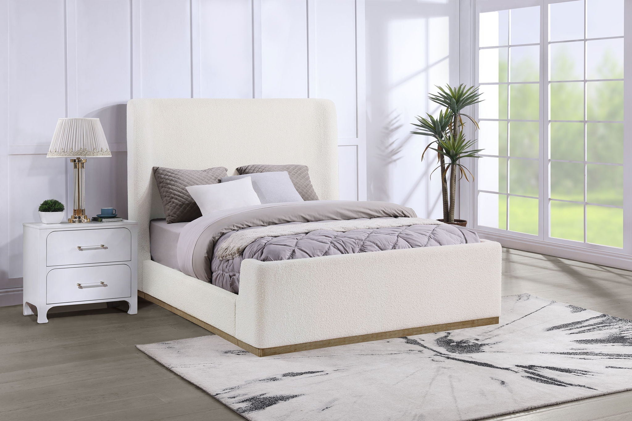 Nala Upholstered Queen Sleigh Bed Cream