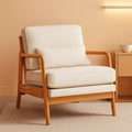 Beige Mid Century Accent Armchair Lumbar Support Pillow