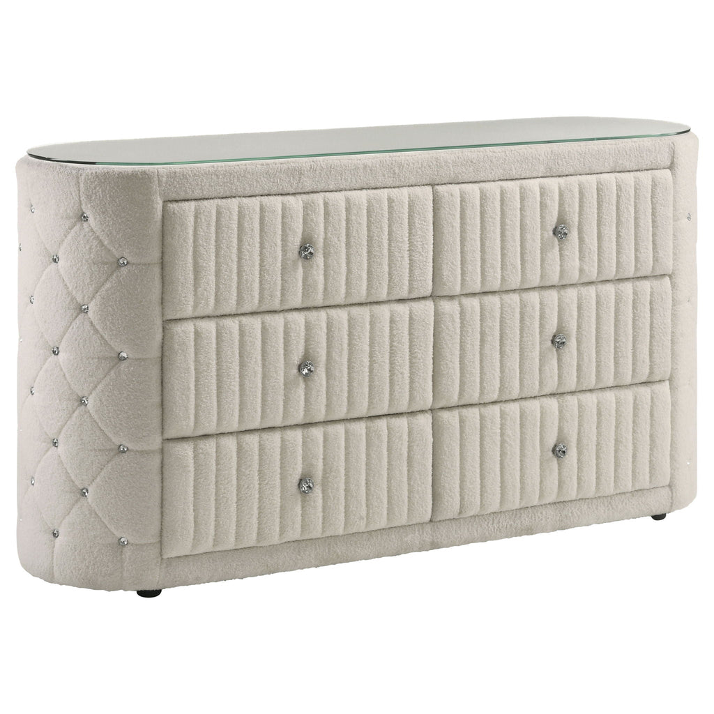 Sonya 5-piece Upholstered Eastern King Bedroom Set Ivory