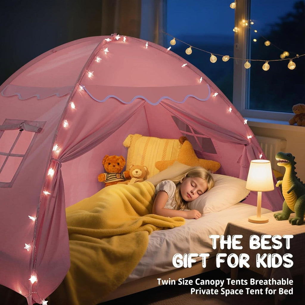 Toddler Bed Tent Canopy Portable Pink Night Light Pro