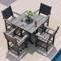 Spacious Five Piece Outdoor Dining Set with Umbrella Hole