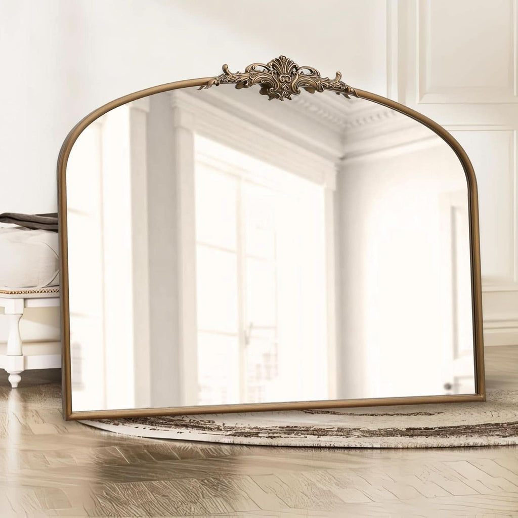 Arched Gold Wall Mirror 40x30 Inches Vintage Ornate