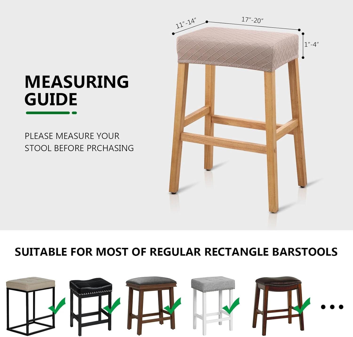 Rectangular Bar Stool Covers 2 Pack Waterproof Stretch