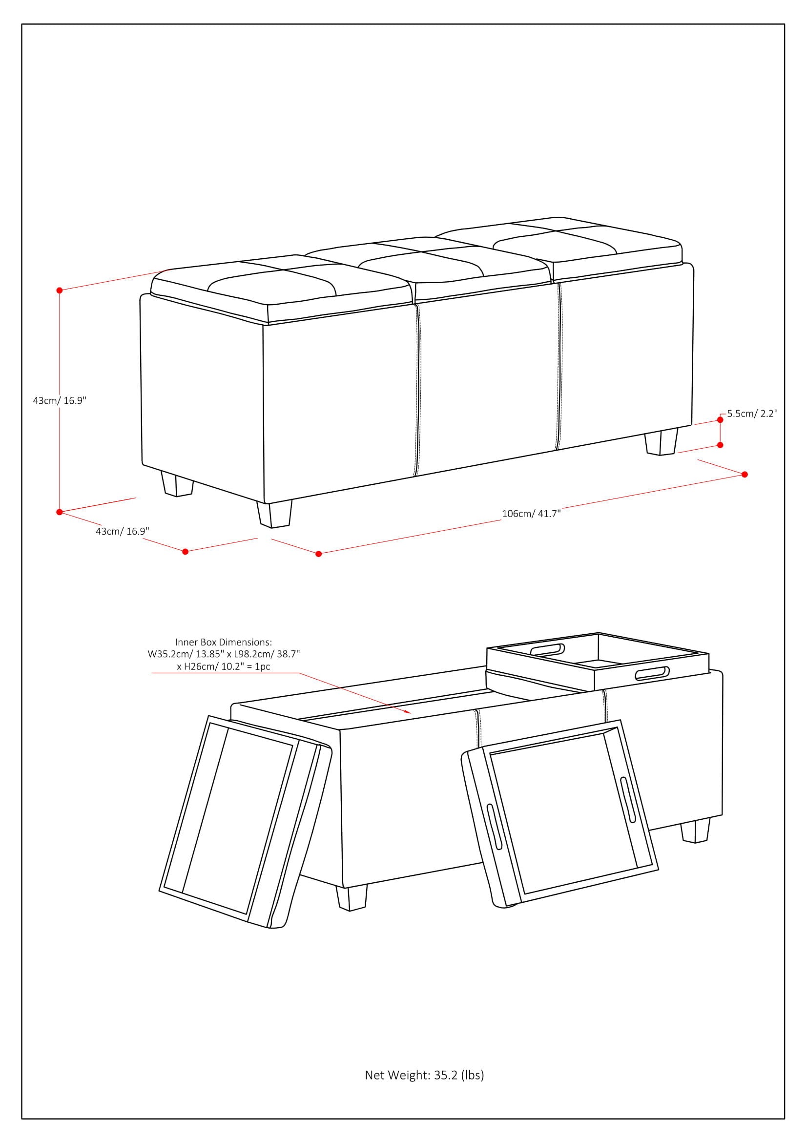 Avalon - Upholstered Storage Ottoman