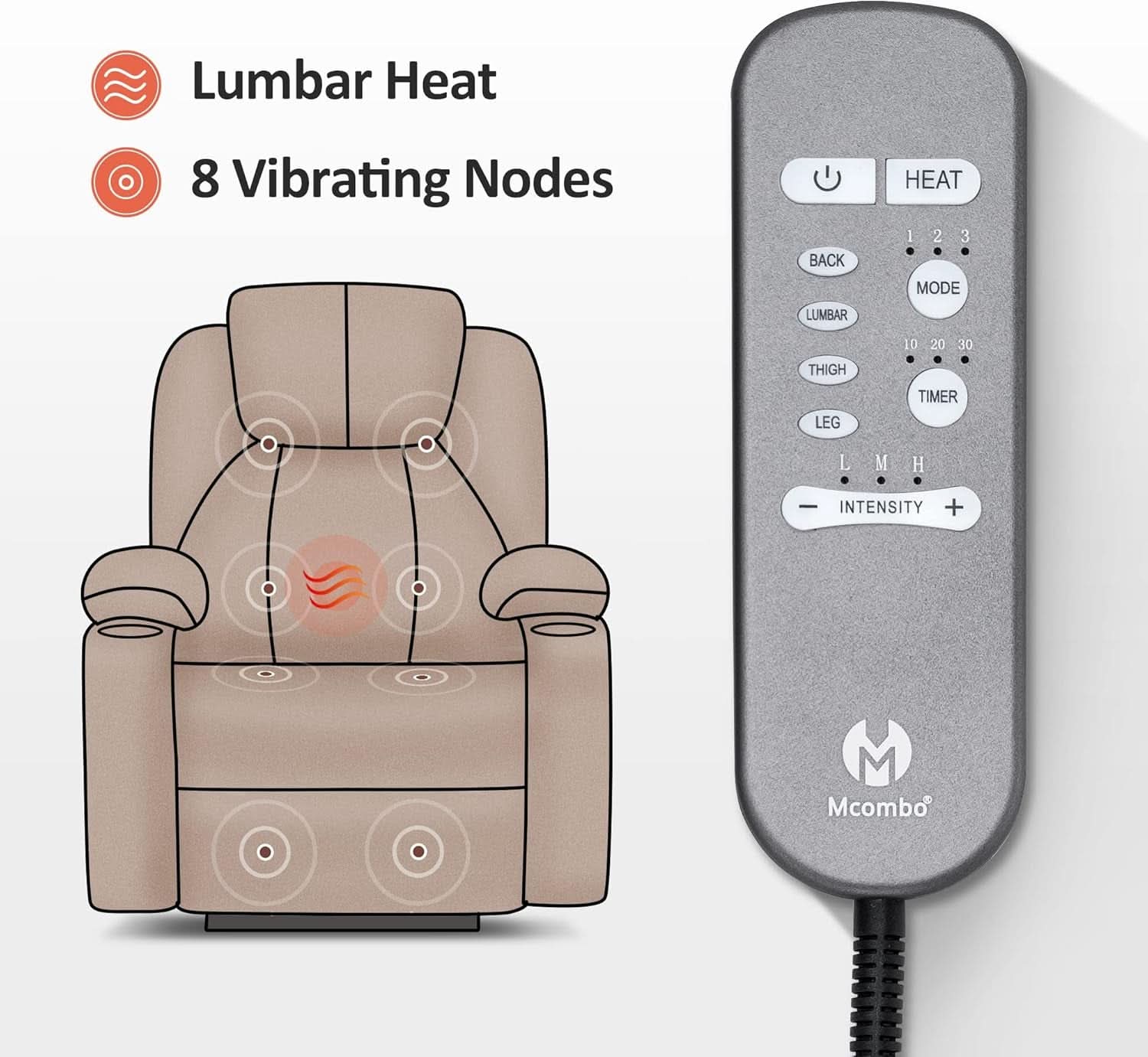 Large Power Lift Recliner With Massage And USB Sangria