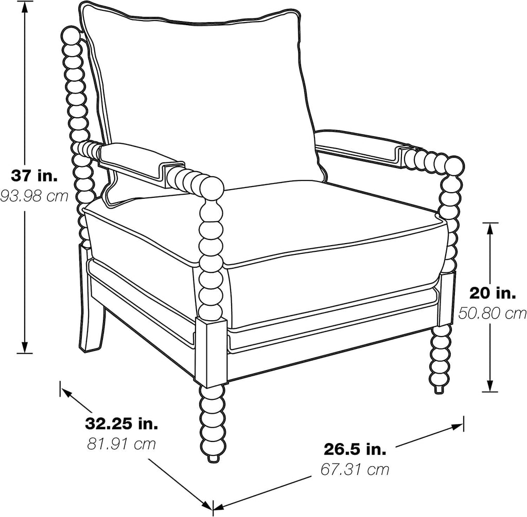 Spindle Accent Chair Smoke Grey Textured Upholstery