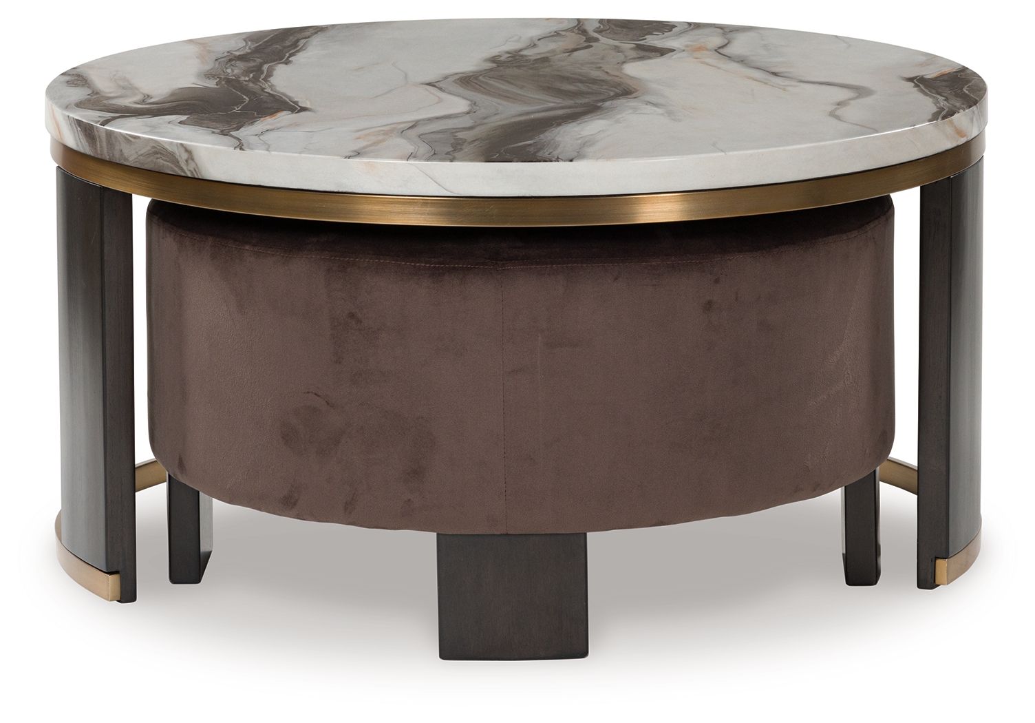 Jazmore - Nesting Cocktail Tables (Set of 2) - Brown / Brass Finish