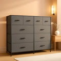 Dark Grey Fabric Dresser With 10 Drawers For Bedroom