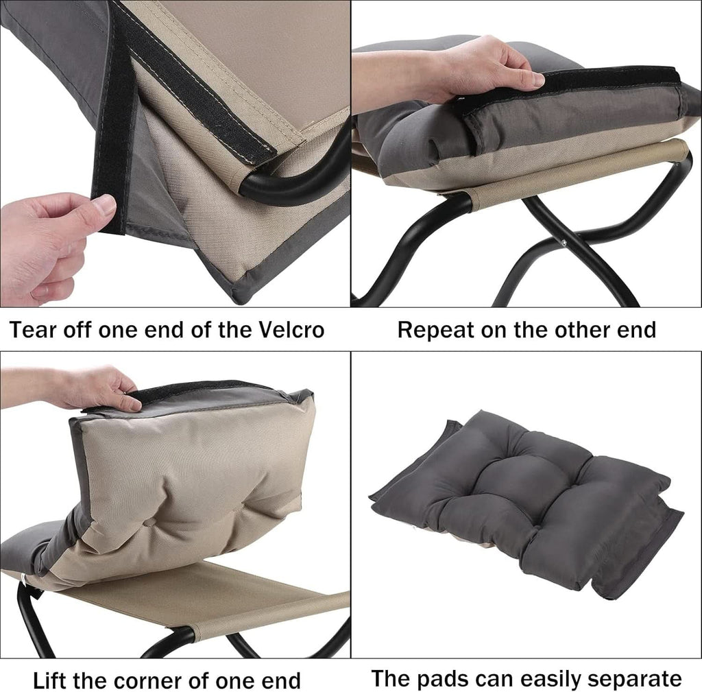 15 Inch Foldable Foot Stool Ottoman Charcoal Gray Washable
