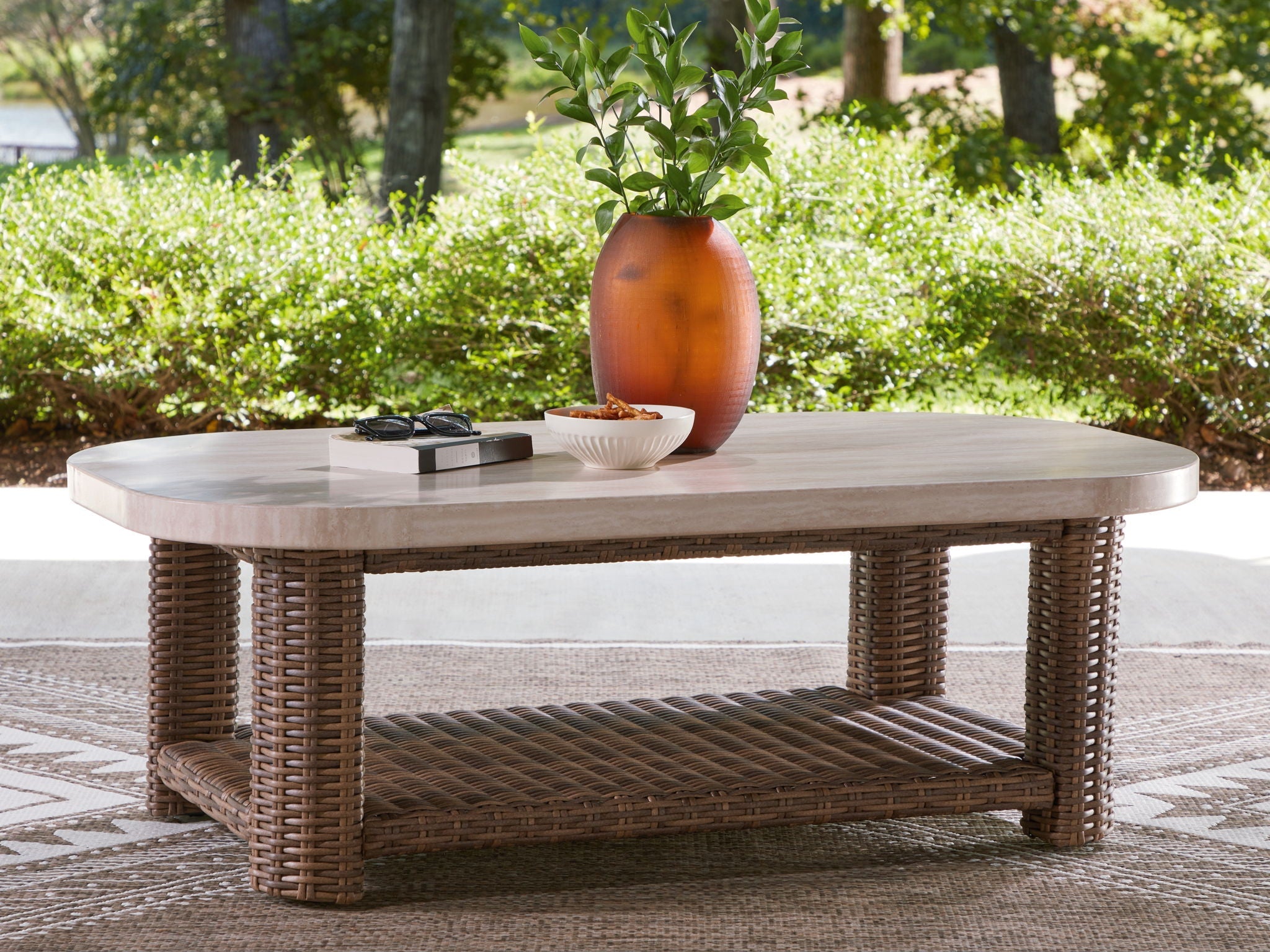 Dolan Creek - Rectangular Cocktail Table - Beige / Brown