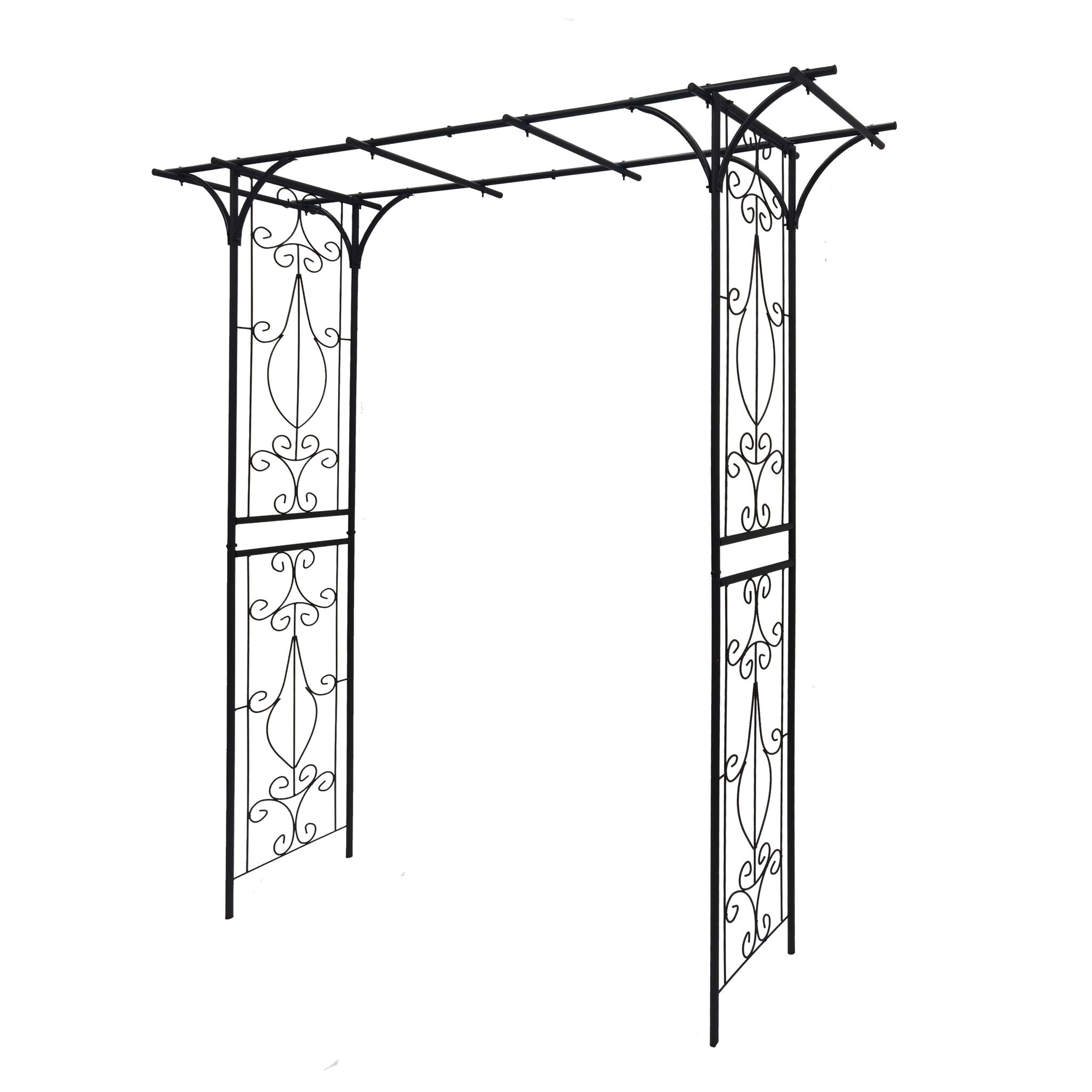 Metal Garden Arch Climbing Plants Support Rose Arch Outdoor - Black
