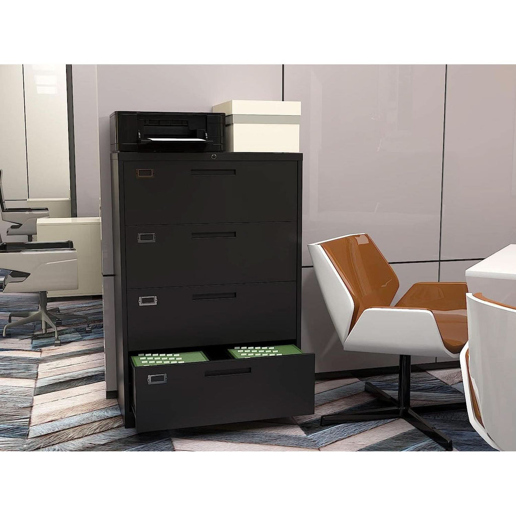 Lockable 4 Drawer Lateral File Cabinet For Office Use