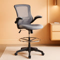 Kelista Mid Back Swivel Office Chair With Height Adjustable Dark Gray Mesh