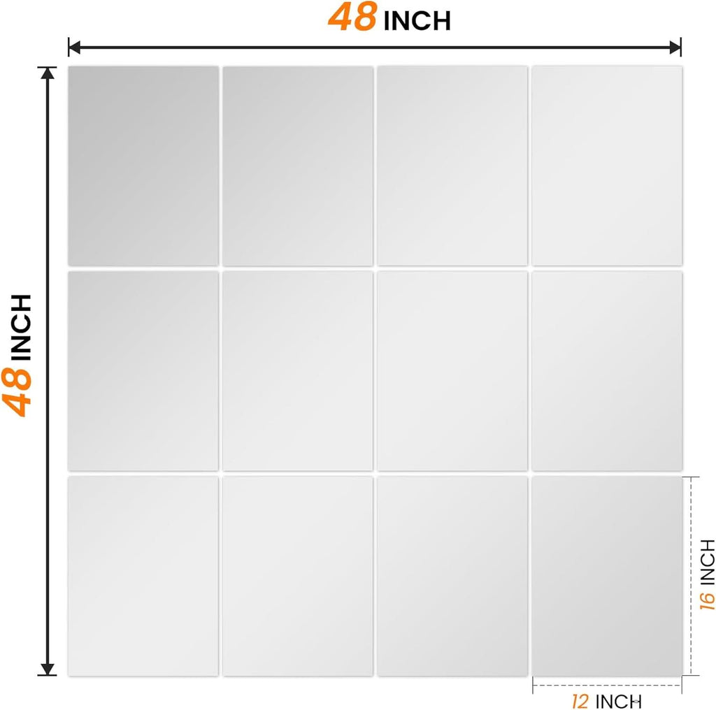 Wall Mirror Tiles 16 By 12 Inches 12 Pack Full Length Mirrors